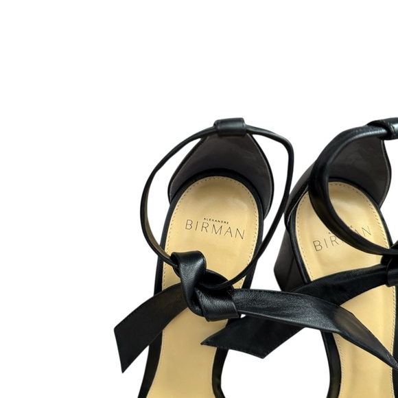 ALEXANDRE BIRMAN Clarita 90 Black Bow Leather Ankle Tie Open Toe Heels - Picture 5 of 9
